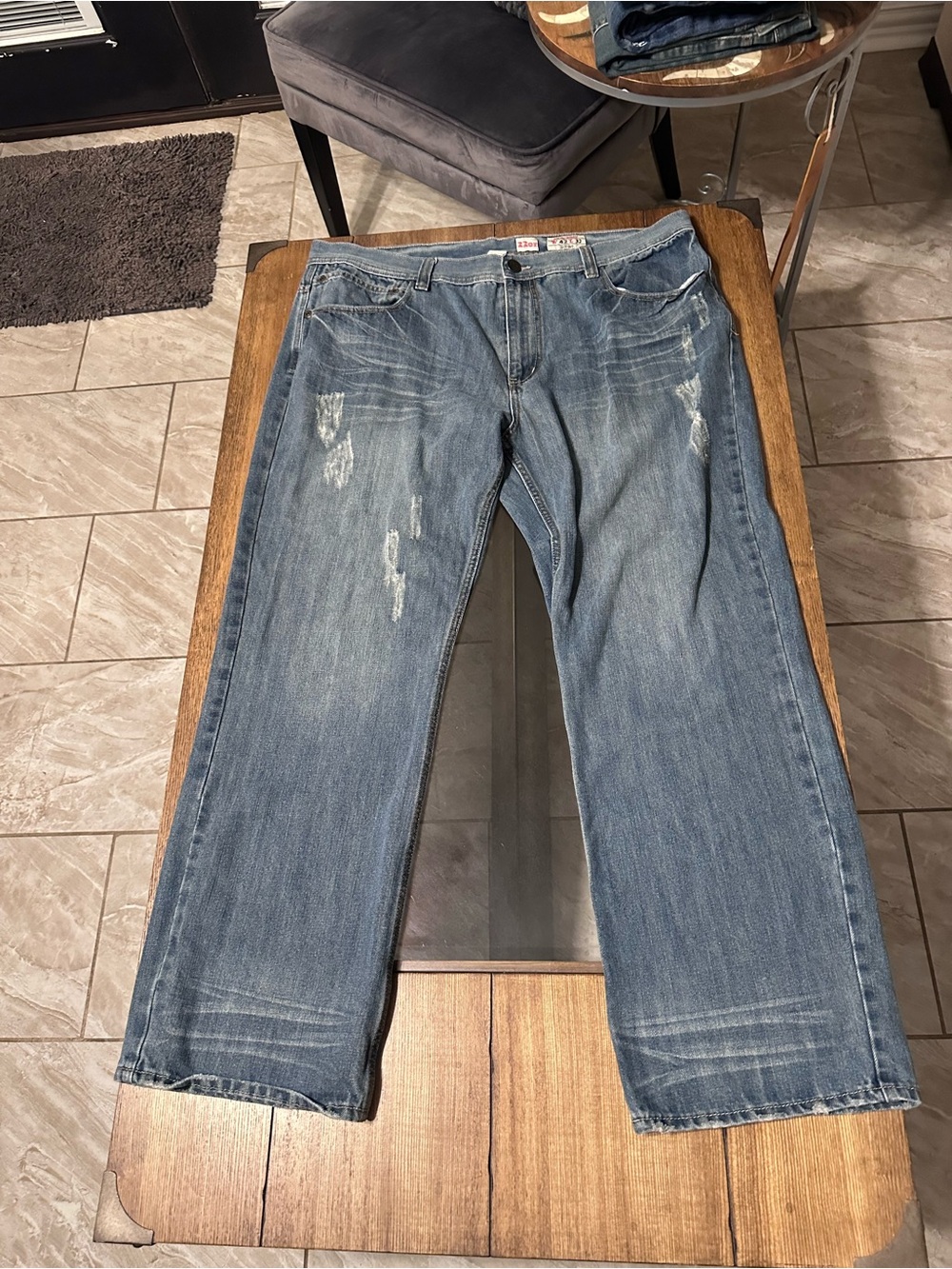 Relaxed Fit Distressed Blue Men's Jeans